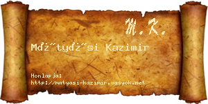 Mátyási Kazimir névjegykártya